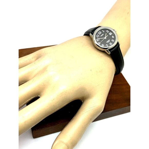 Timex Women's Watch T2N525 Quartz Indiglo Black Dial Leather Strap 25mm - Picture 4 of 13